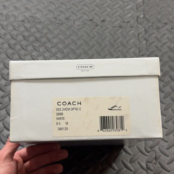 Coach Dee Optic C Low Top Fashion Sneakers Womens 8.5 Tan White Canvas Lace Up - Picture 9 of 10